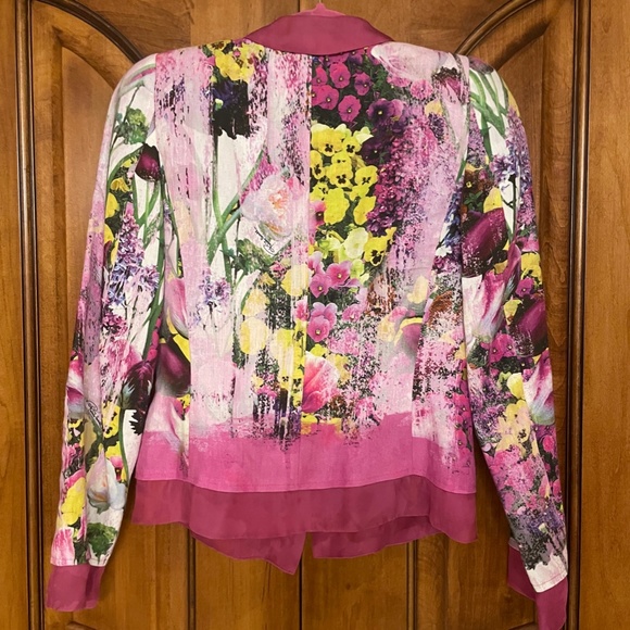 Roberto Cavalli Long Sleeve Pink Floral Top - Picture 2 of 4